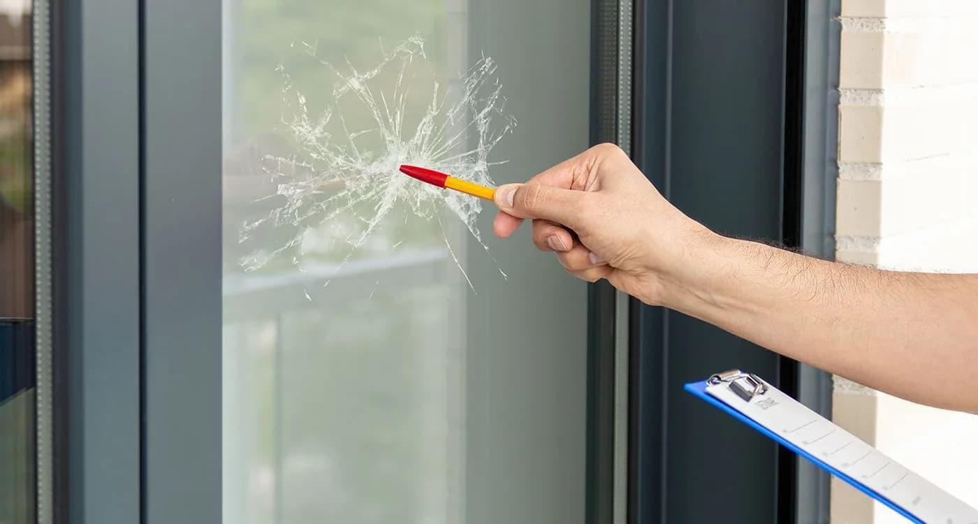 Säkerhetsfilm som håller ihop krossat glas